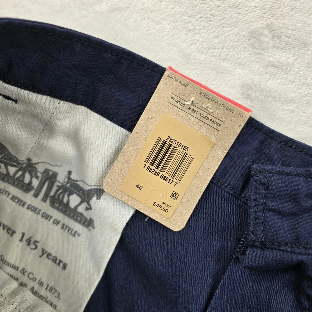 Levi's Carrier Cargo Shorts Mens 40 Navy Blue Cotton Ripstop NEW